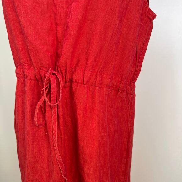Bryn Walker Sleeveless Red Linen Midi Dress - Picture 5 of 10